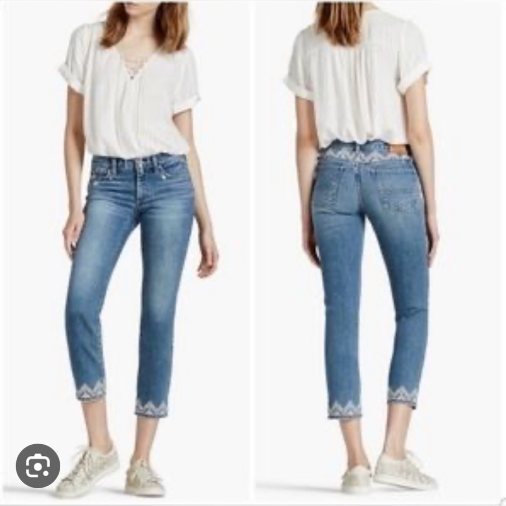 💕🎉 HOST PICK🎉💕 NWOT Lucky brand denim crop embroidered jeans